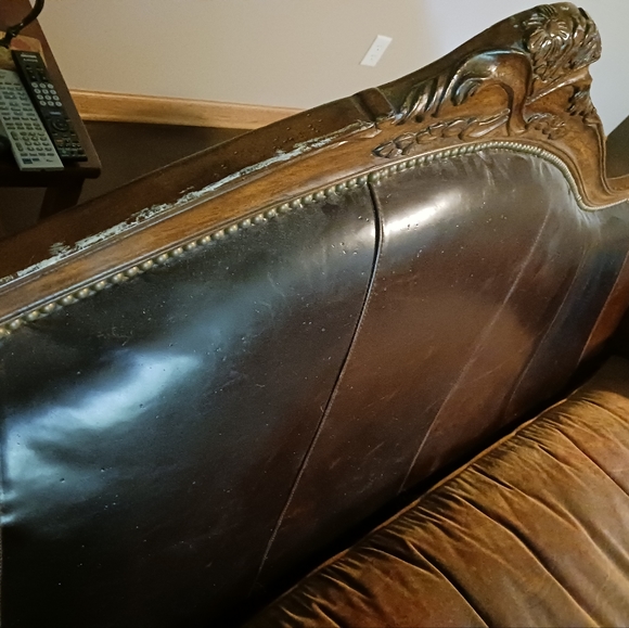 Plunkett Leather & Wood Couch - Picture 10 of 16